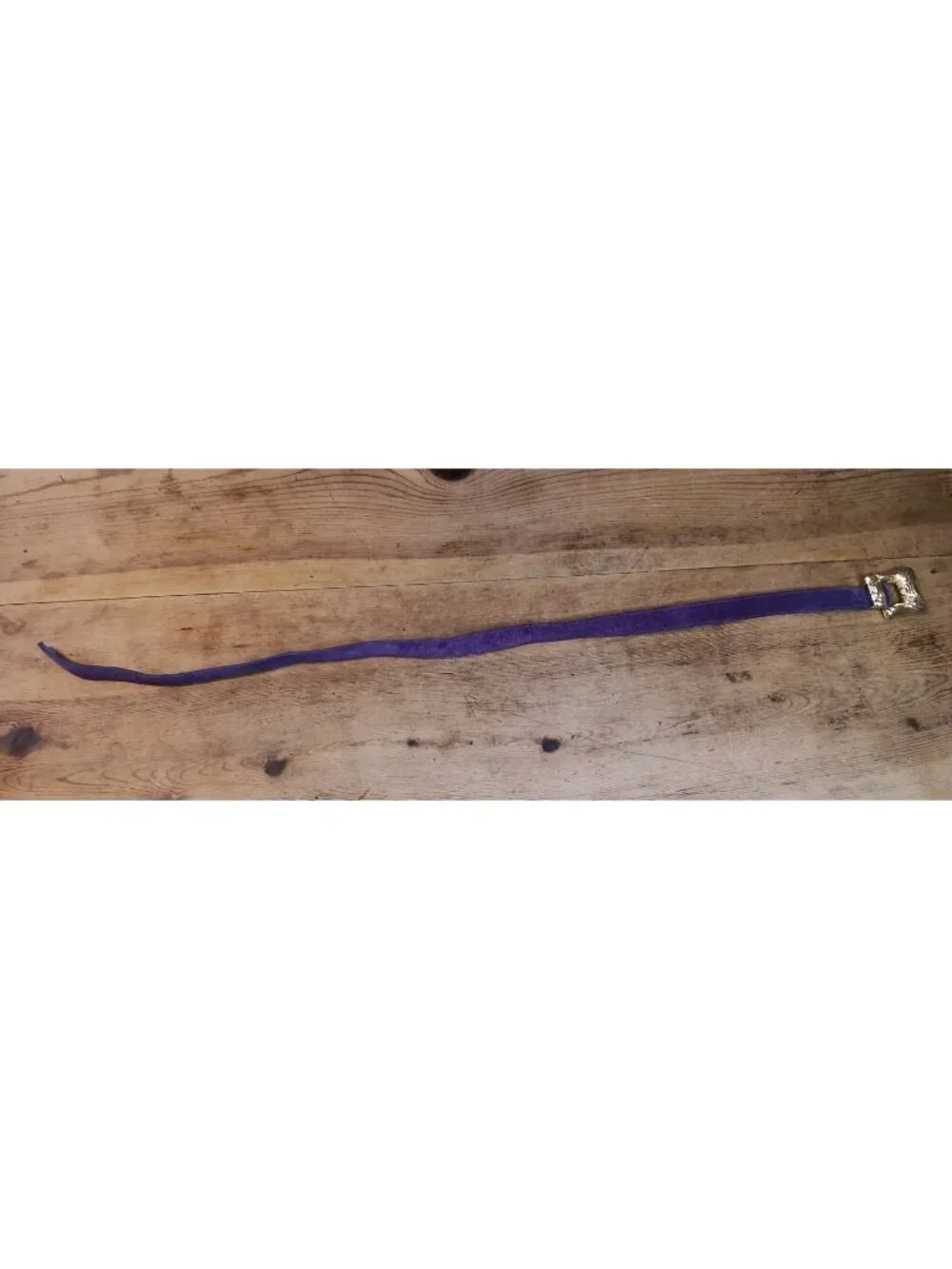 Vtg Belt Accessories By Pearl Womens L Genuine Suede Purple Goldtone Buckle USA